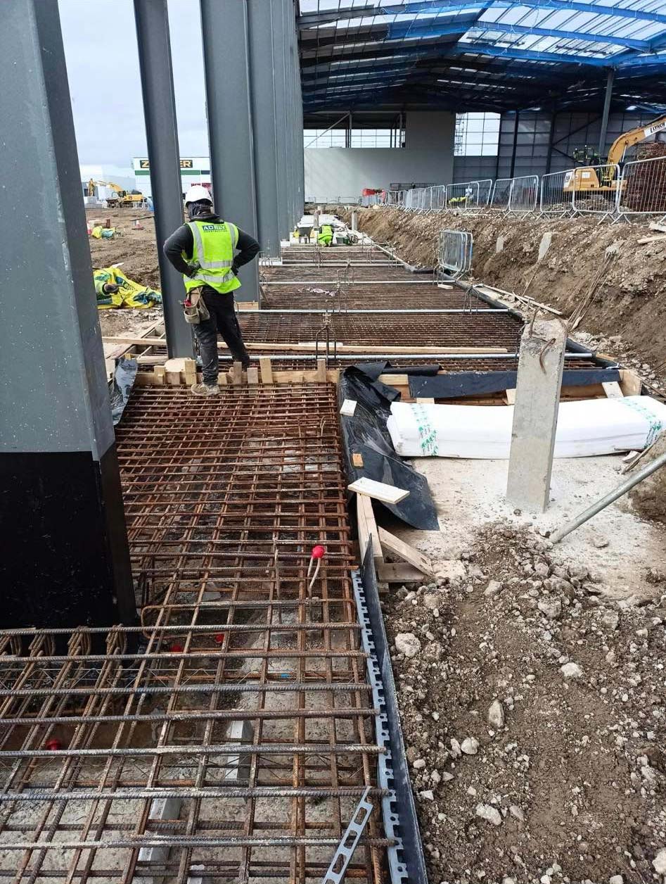 Concrete pouring a reinforced concrete frame for dock levelling